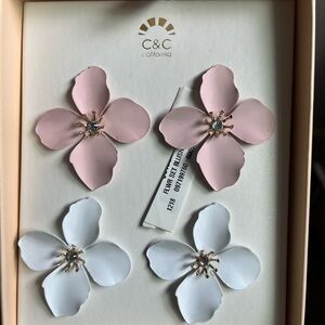 C & C blush white earring set. Brand new.